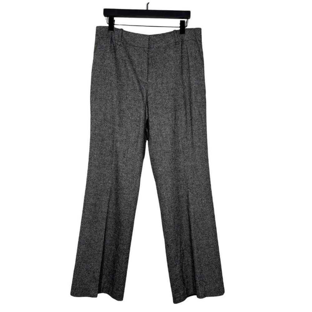Ann Taylor Gray Wool Blend Wide Leg Dress Pants Trousers Size 12 Herringbone